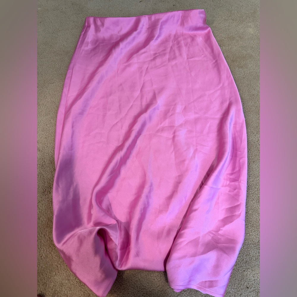 Renee C. Pink Asymmetrical Bubble Midi Skirt